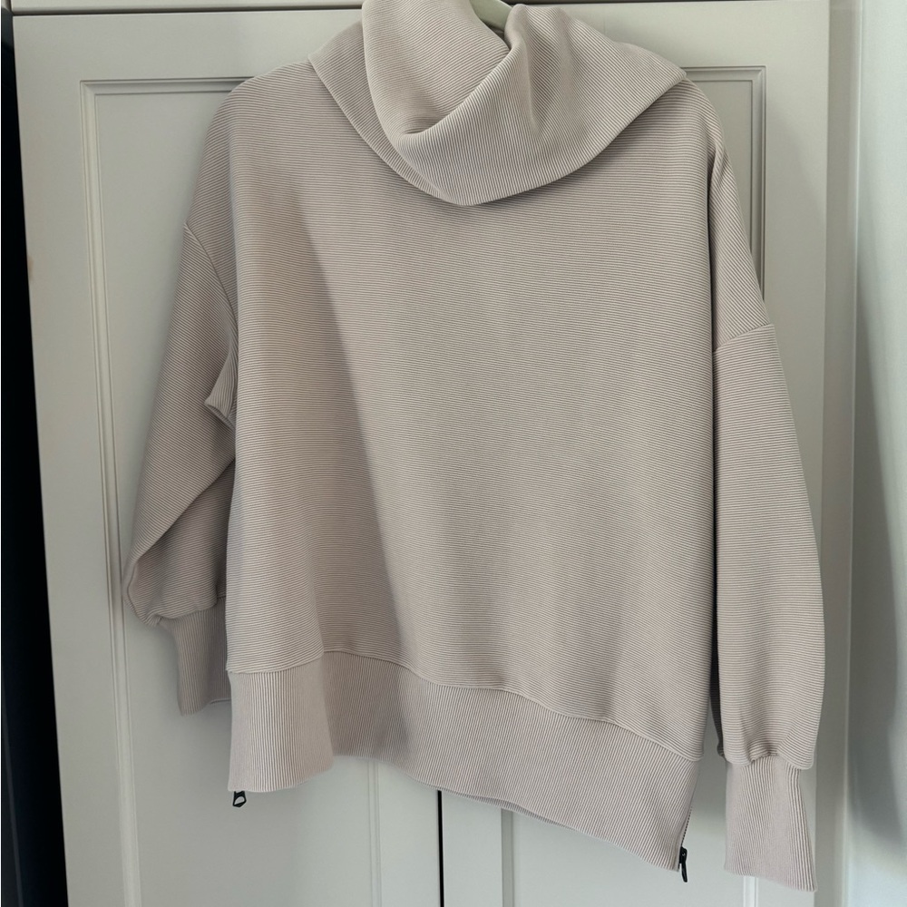 Varley Relaxed Cowl Neck Sweatshirt in Light Taupe